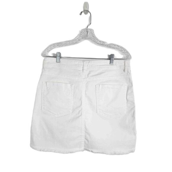 Zara Basic White Denim Mini Skirt Side Stripes Front Pockets Belt Loops Large - Picture 8 of 8